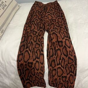 DANIELLE BERNSTEIN Brown and Black Animal Print Pants